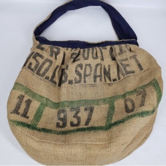 Burlap Coffee Sack Shoulder Bag Lined Unique Hippie Boho Free Spirit Graphic - Picture 4 of 16